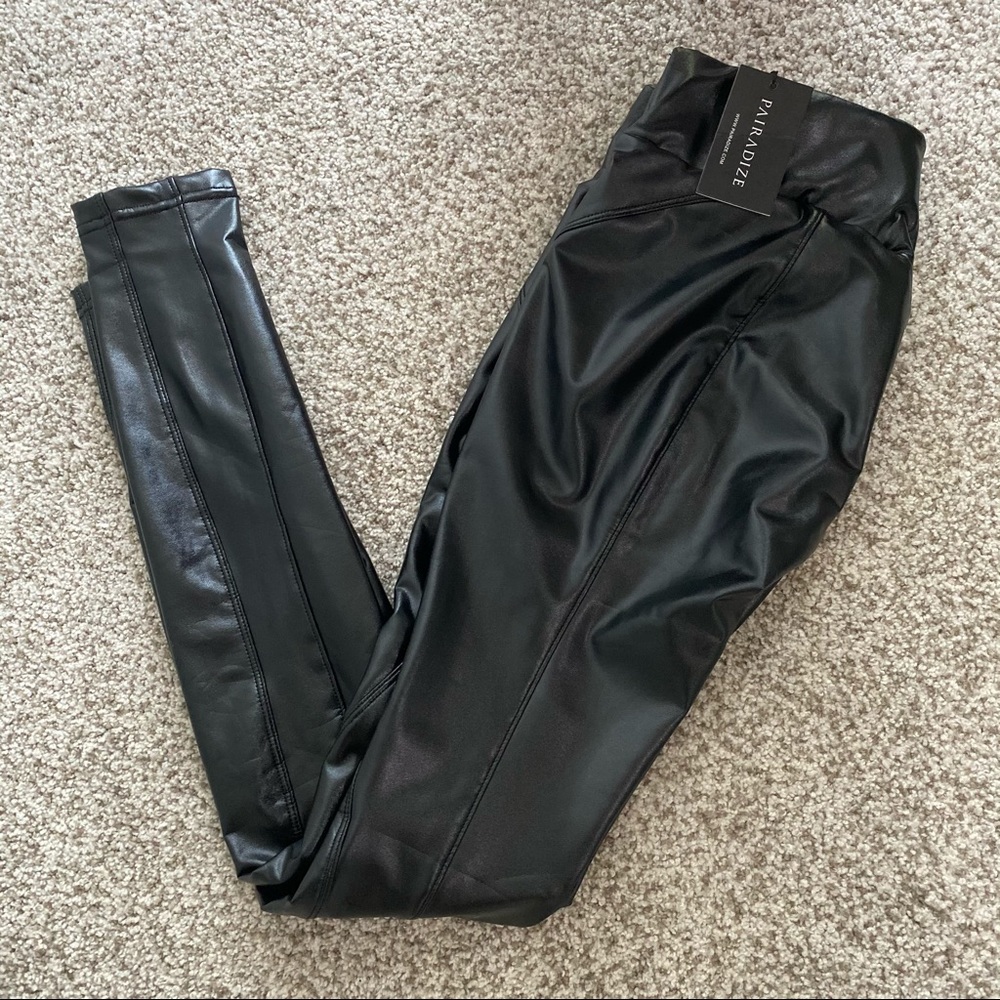 Black Faux Leather Leggings with Sculpting Waist